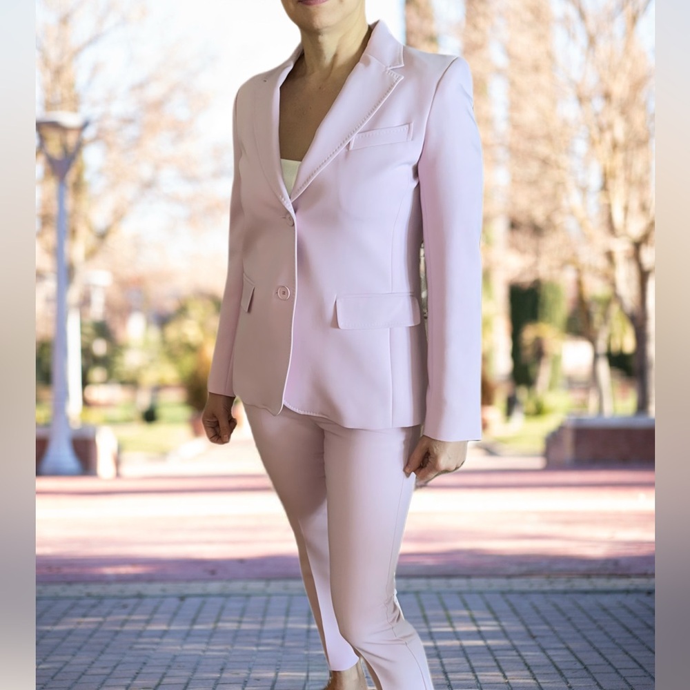 MaxMara Weekend High Waisted Cigarette Pink Stretch Suit Pants